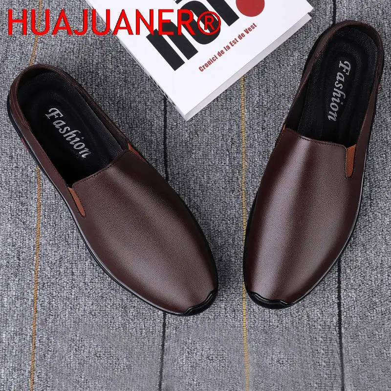 Genuine Leather Shoes Men\'s Loafers Luxury Business Formal Wear All-Match Casual Black Brown Wedding Shoes Slip on Moccasins Man