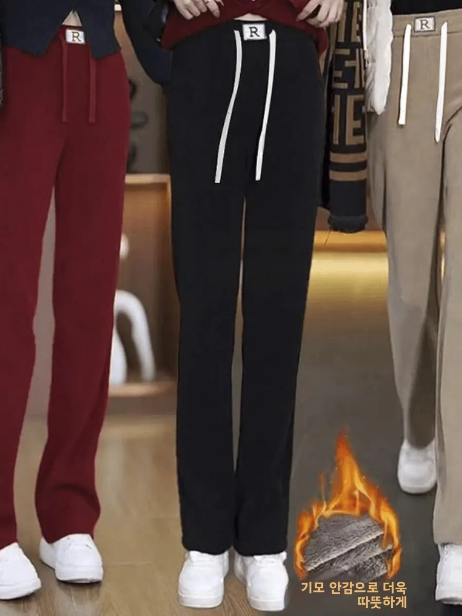 women's-slim-fit-fleece-lined-thick-wide-leg-pants-casual-trousers-high-waist-straight-cut-winter-ear-covers-2025-new-style