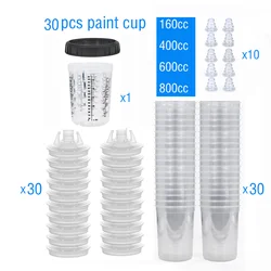 20pcs 30pcs Paint Spray Gun Cup 160/400/600/800ml Paint Mixing Cup Disposable Paint Cup Spray Gun Pot with Inner Cup and Lids