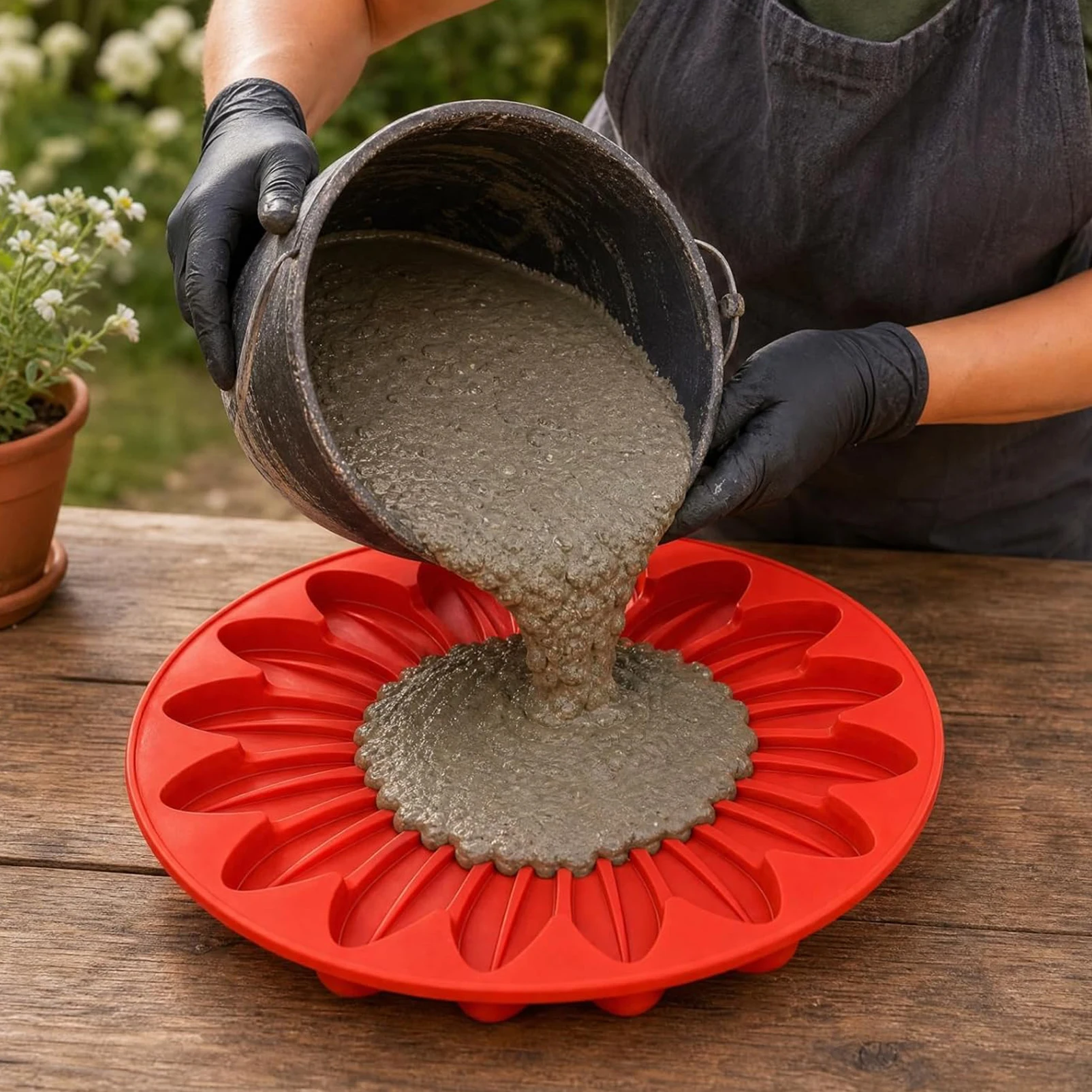 DIY Sunflower Concrete Path Maker Reusable Silicone Stepping Stone Garden Walkway Yard Decor Mould