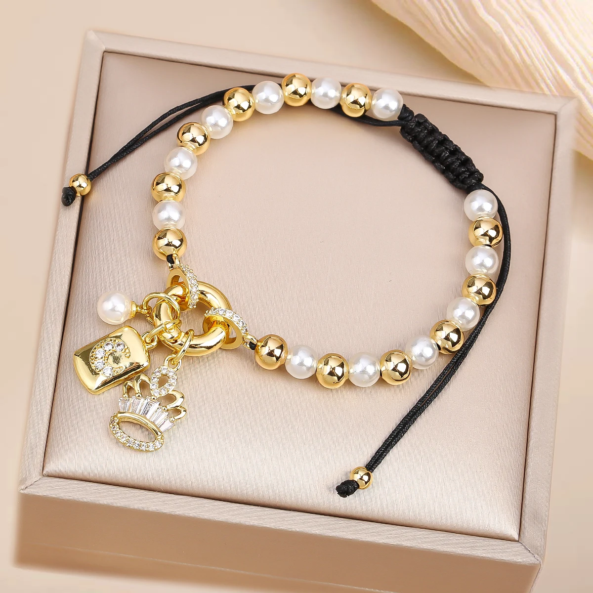 تصميم جديد النحاس الخرز اللؤلؤ سلسلة مضفر تاج فنزويلا العلم الصليب سوار جديد أزياء النساء حزب عيد ميلاد مجوهرات هدية #4