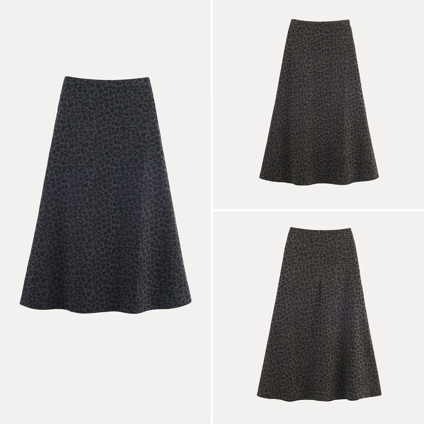 

Модная длинная юбка трапециевидной формы с леопардовым принтом для женщин, осенне-зимний сезон, повседневная одежда со стойкой