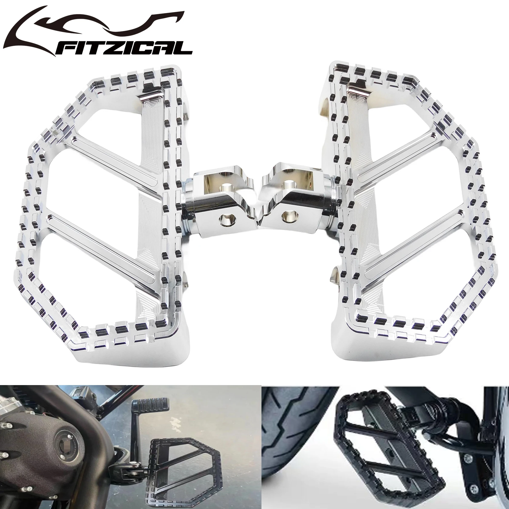 Motorcycle Foot Pegs Footrest Footpegs Chrome Pedal Front Floorboard For Harley Softail Street Bob Fat Bob Breakout FXLRS 18-Up