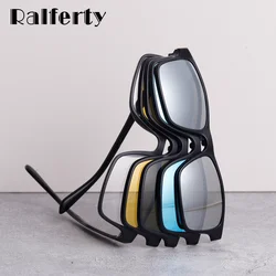 Ralferty Magnet Sonnenbrille Männer Polarisierte Clip Auf Gläser Frauen Platz Brillen TR90 UV400 3D Optic Rahmen 7 In 1 Oculos a2247