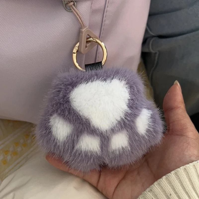 Imitação de pele de vison pata de gato pingente de pelúcia saco pendurado decoração bonito pequenas patas chaveiro do carro acessórios presente de cura macia