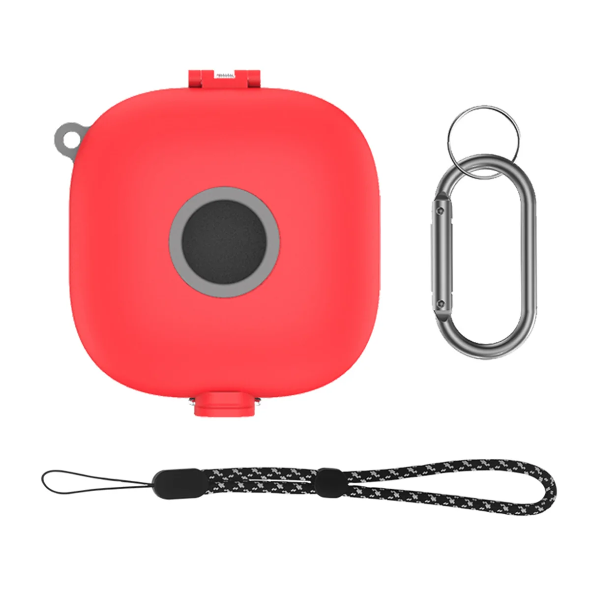 Headphone Case Cover Waterproof Charging Box Holder with Carabiner Lanyard Shock Absorption Case for Beats Fit Pro-Red