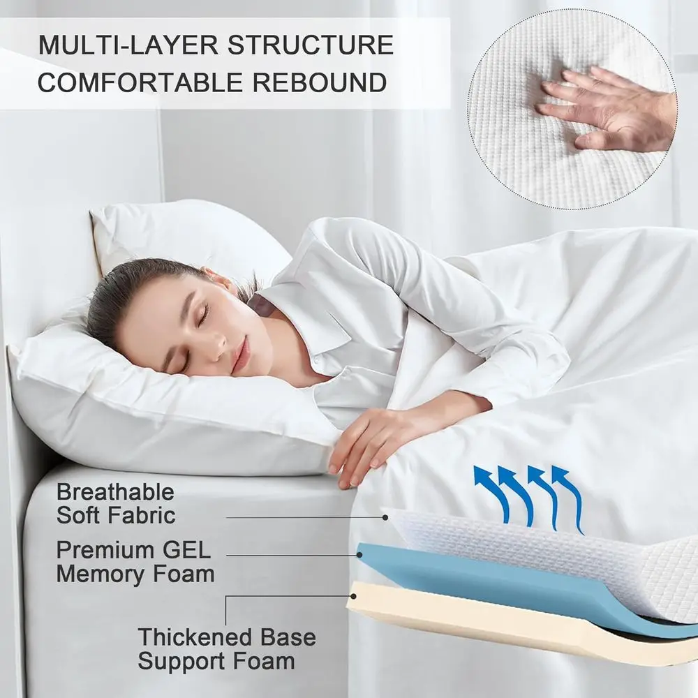 XL Twin Size Portable Folding Bed with 5 Memory Foam Mattress and Lockable Wheels view 4