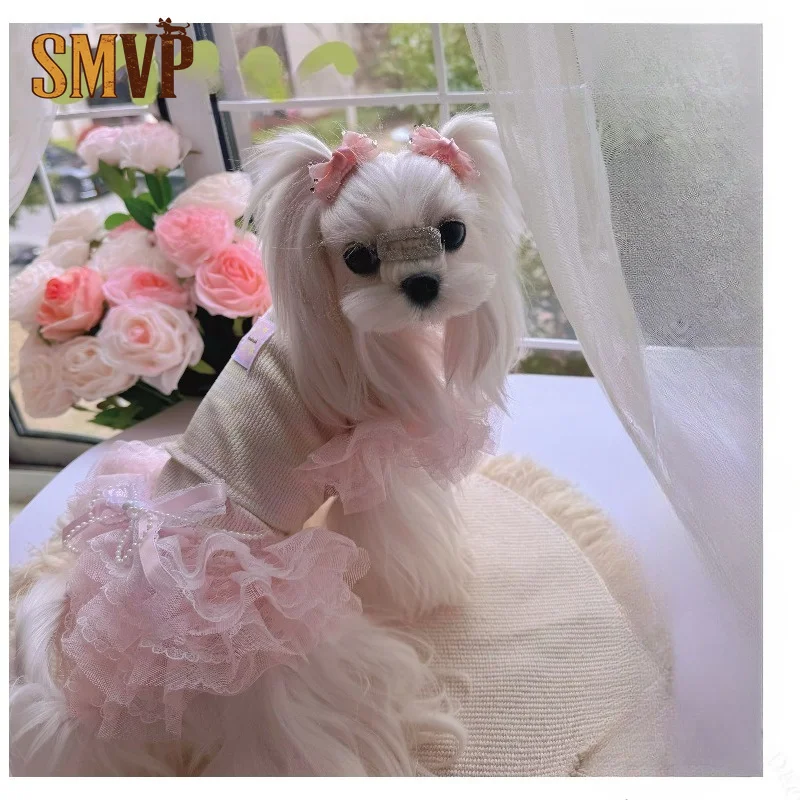 vestido-de-princesa-de-encaje-rosa-para-mascotas-conjunto-de-2-piezas-de-punto-elastico-top-de-cuello-alto-a-rayas-en-tonos-pastel-vestido-tutu-de-encaje-con-perlas-ropa-de-verano
