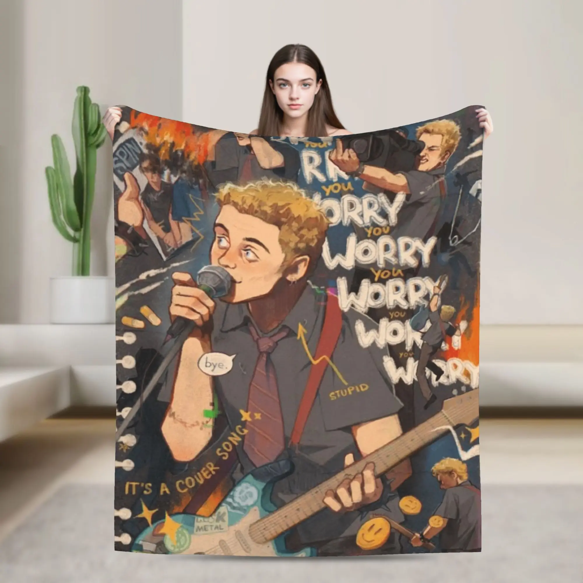 

Greens Days Band Plush Blanket Children Flannel Throw Blanket For Couch Chair Sofa Bed Super Warm Custom Quality Bedspread