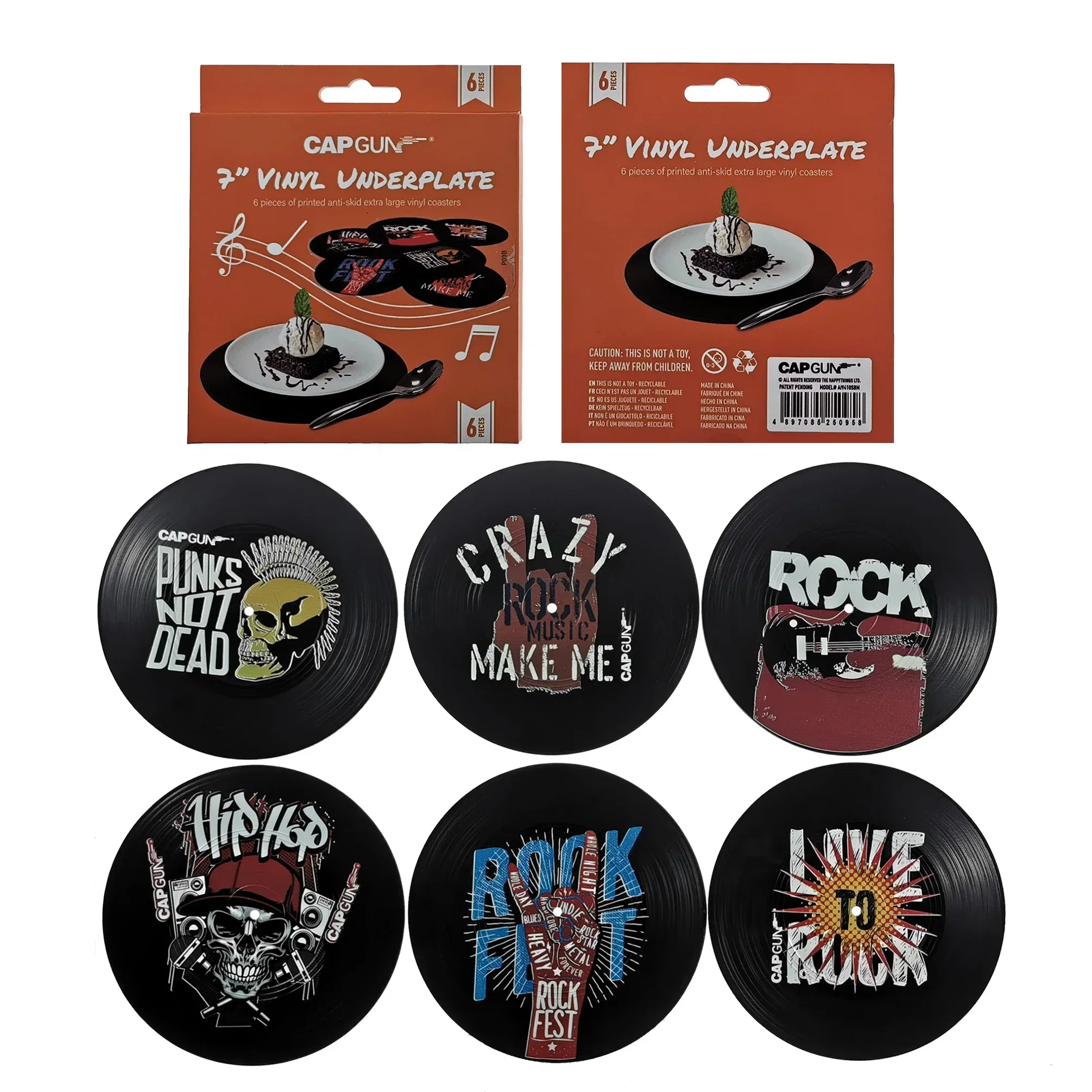6pcs Anti-slip Retro Cup Mat Vinyl Record Coasters Music Drink Holder Mug Table Placemat Heat-resistant Non Slip ROCKABILLY Rock view 3