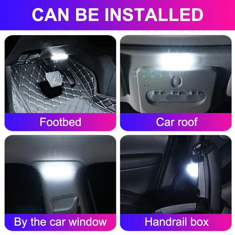 SEAMETAL Car LED Touch Lights Wireless Car Reading Lamps Mini USB Charging Interior Lights For Car Door Foot Trunk Storage Box