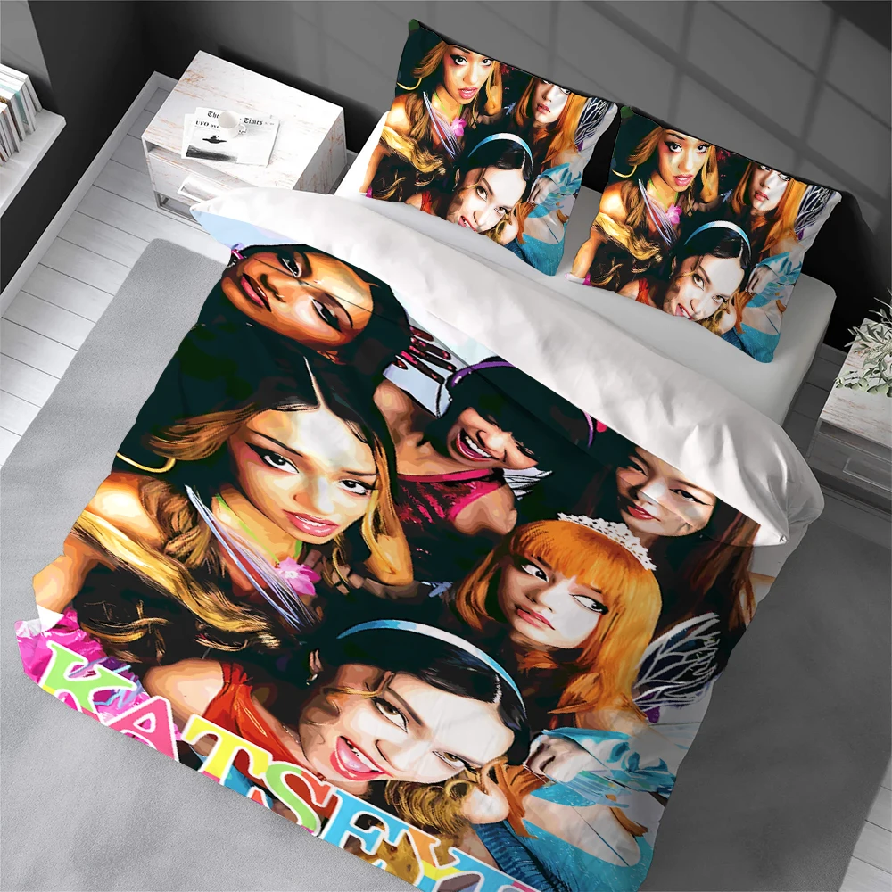 

Комплект постельного белья Kpop K-Katseye: пододеяльник, 3 предмета, мягкий хлопок, для дома и общежития, подарок для студентов