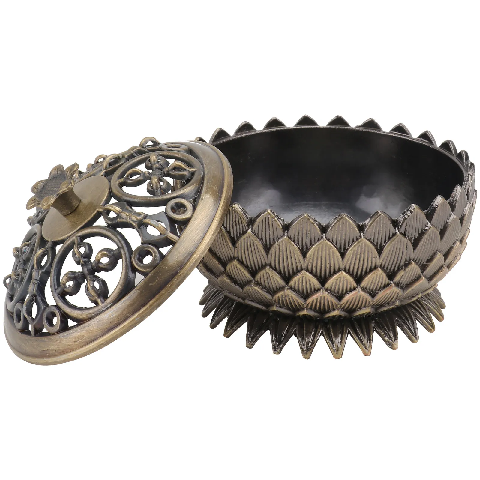 1Pcs Incense Burner Lotus Design Light Brown Sturdy Household Censer for Office Home Adornment Three Dimensional Elegant