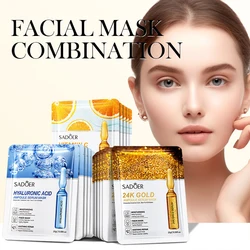5/10pcs SADOER 24K Gold Vitamin C Hyaluronic Acid Face Mask Facial Moisturizing Firming Hydrating Facial Masks Skin Care