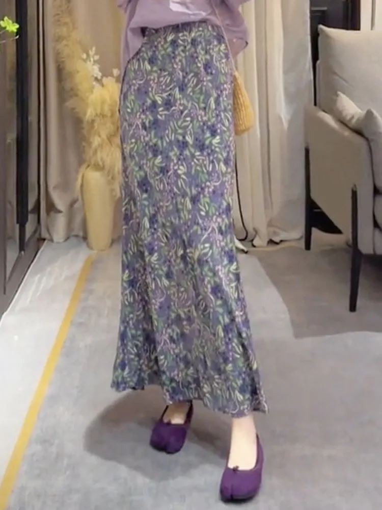 

Новая летняя женская юбка-обертка Ele в американском ретро-стиле с цветочным принтом и драпировкой, модель 2024 года