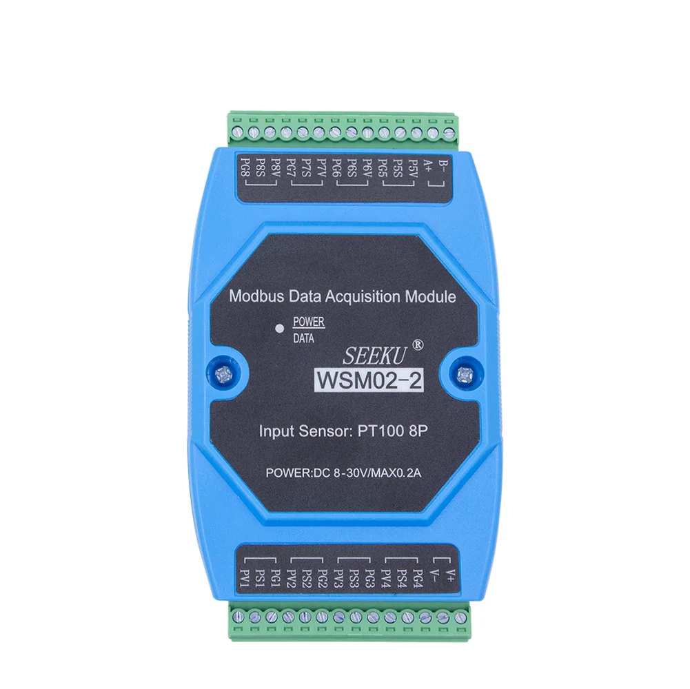 Модуль сбора температуры SeekU 8-канальный modbus WSM02, вход термопары Modbus rtu K/PT100