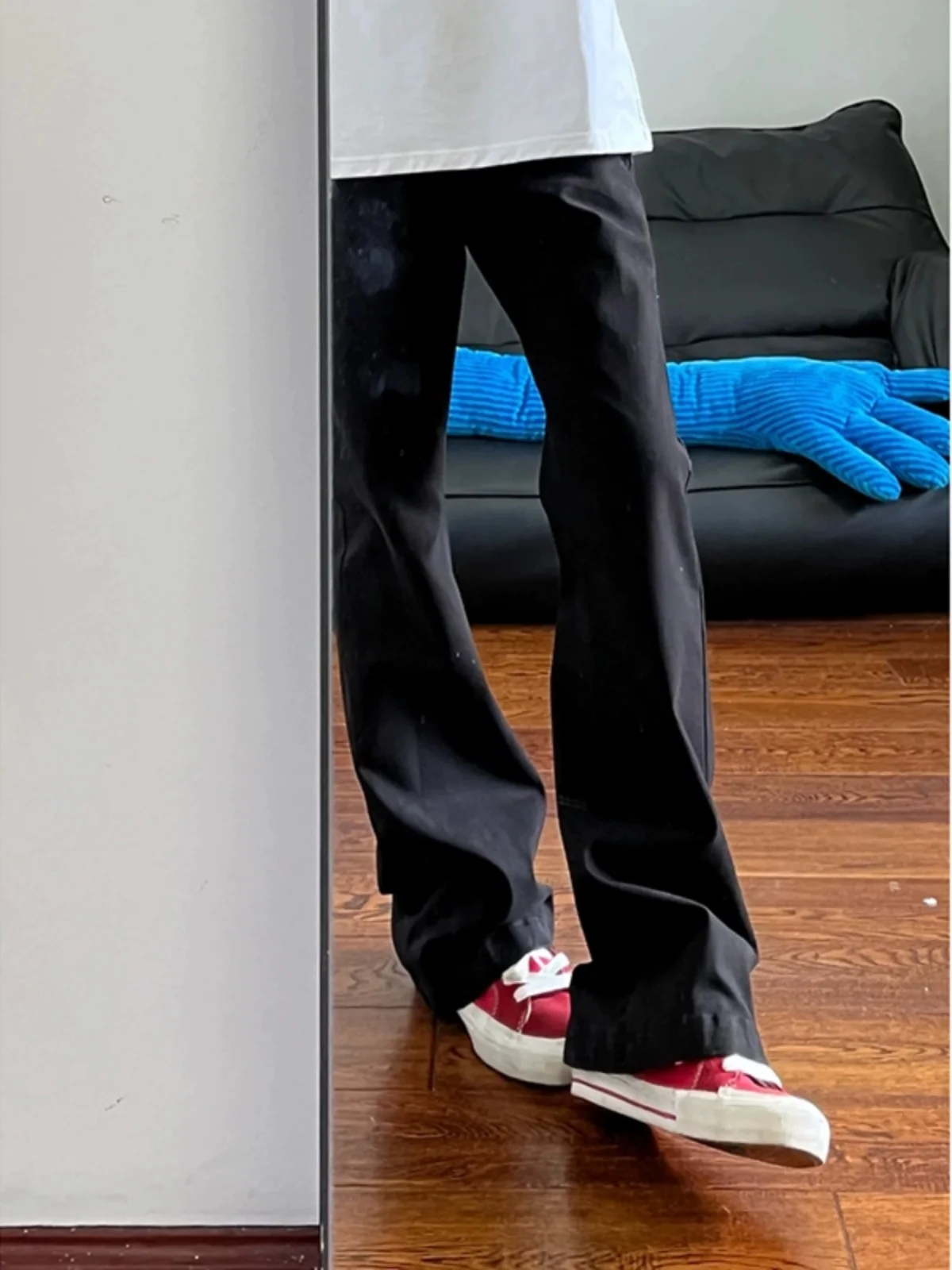 

Basic Sle Bell Bot Jeans Bla High Street Long Pants Men Women American Sle Visual Lengthening Legs Dragging und