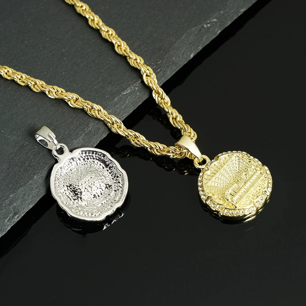 الهيب هوب ميدالية مستديرة العشاء الأخير قلادة قلادة مع 4 مللي متر حبل سلسلة القلائد الموضة للرجال والنساء روك مغني الراب مجوهرات #3