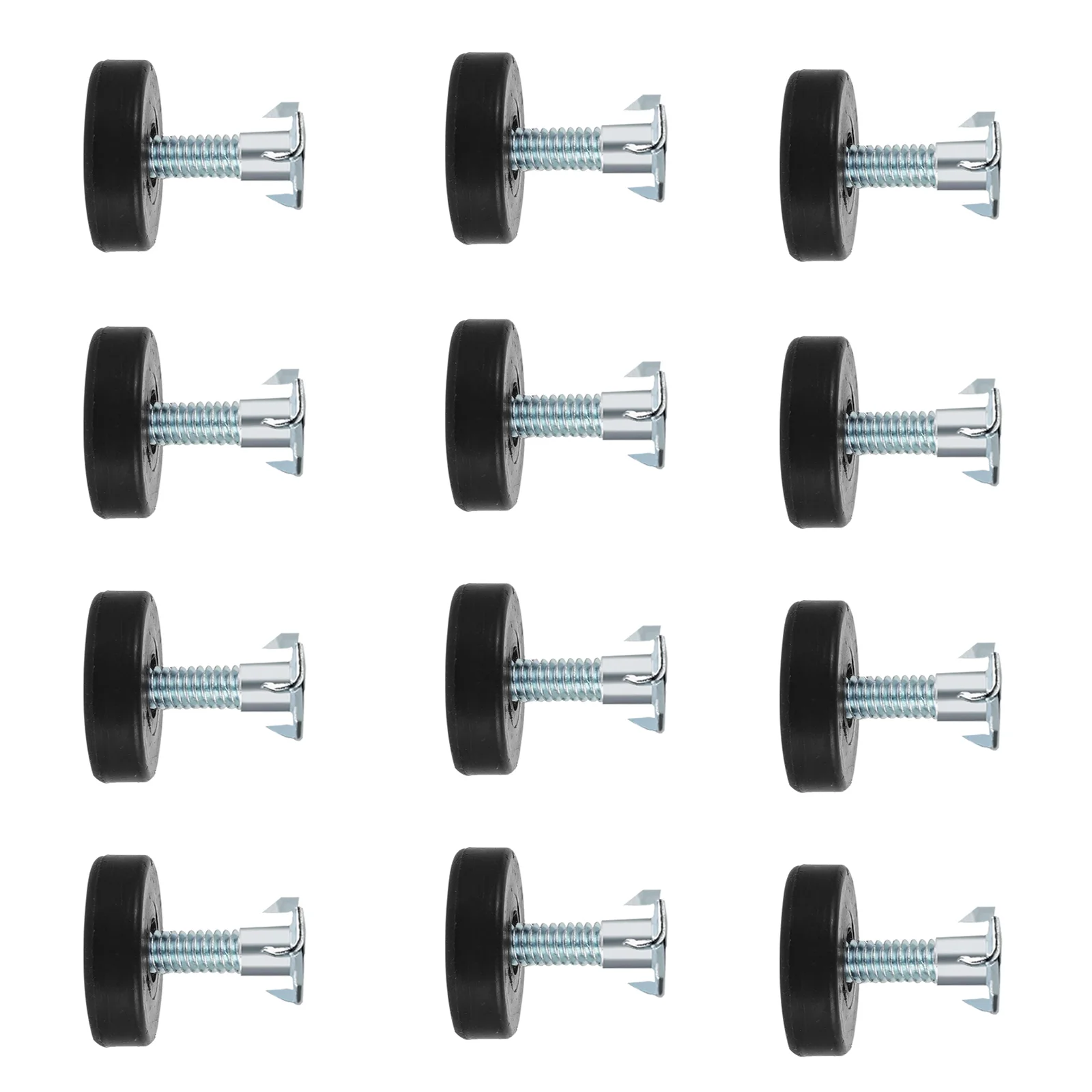 

12 Pcs Adjustable Sofa Furniture Balance Feet with Square Nut Threaded Leveling Screws Levelers Leg Alloy Iron and