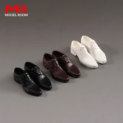 1/6 Scale Male Black White Leather Shoes Solid Gentleman Shoes Model Fit 12'' Soldier Action Figure Detachable Feet Body