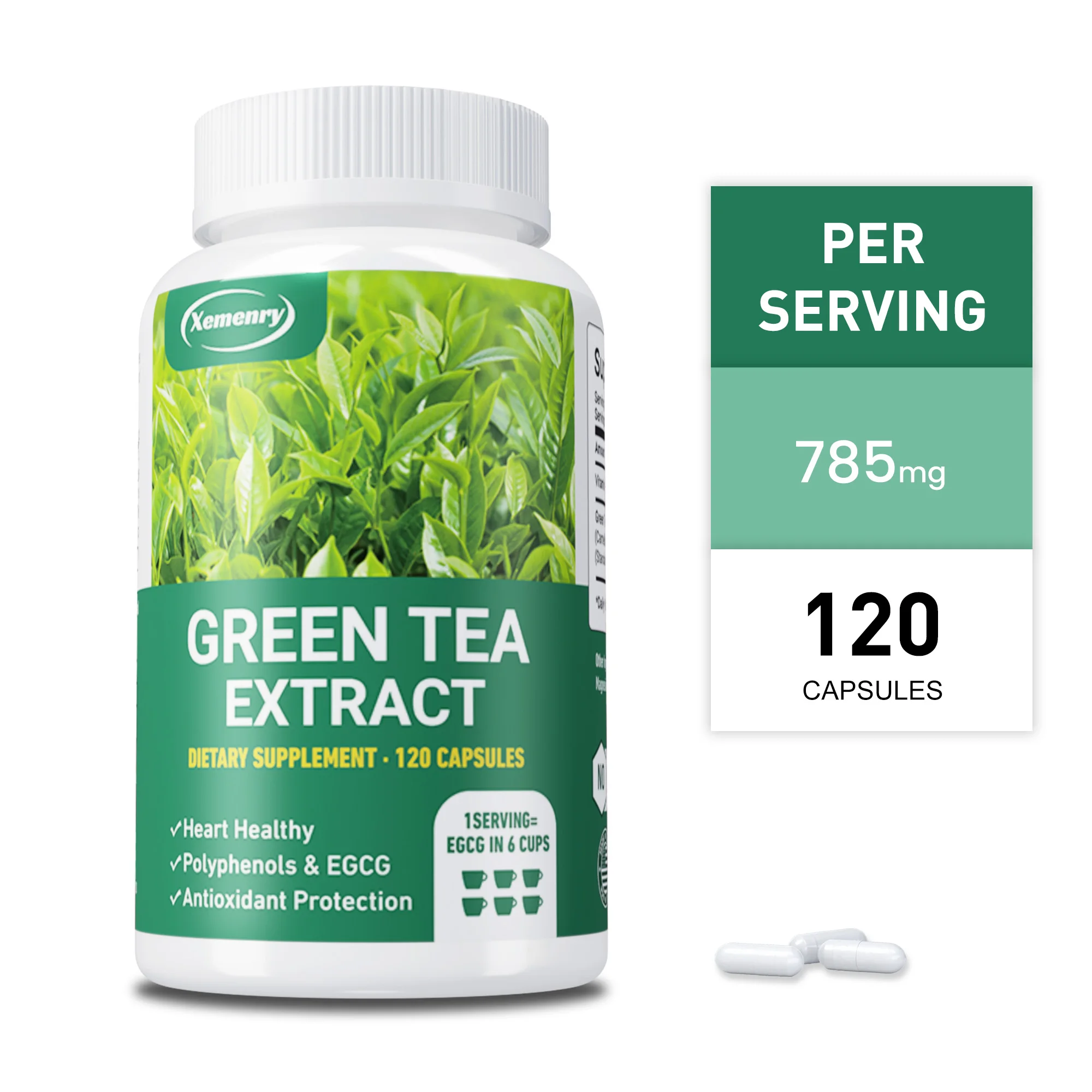 

Green Tea Extract - Antioxidant, Weight Management, Promotes Metabolism, Protects Skin, Brain and Heart Health, Boosts Immunity