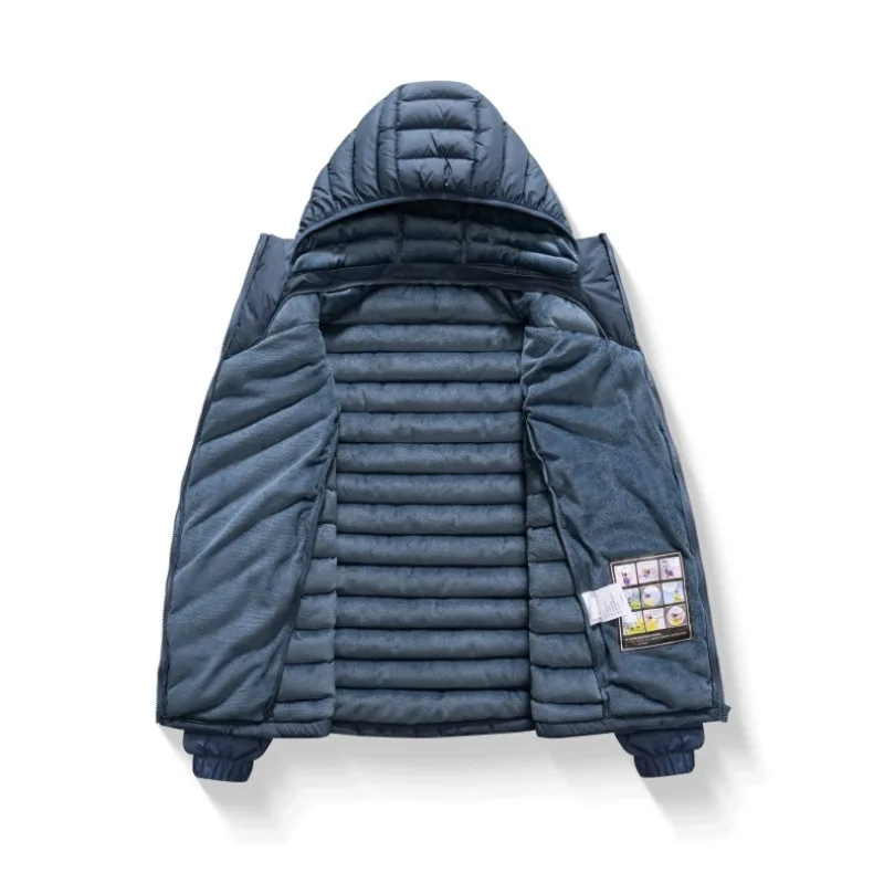 LEOSOXS Lightweight Solid Cotton Padded Coat Men Women Warm Thicken Hooded Jacket Outdoor Casual Winter