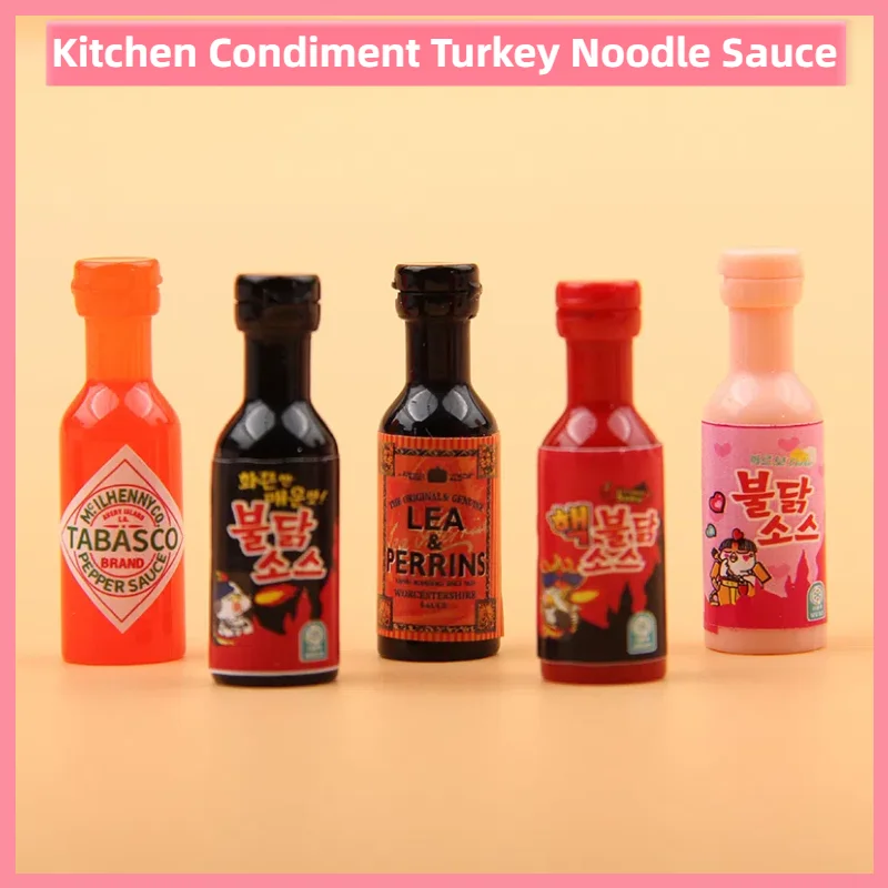 Condimento de cocina en miniatura, modelo de salsa de fideos de pavo para decoración de accesorios para casa de muñecas, 10 Uds.