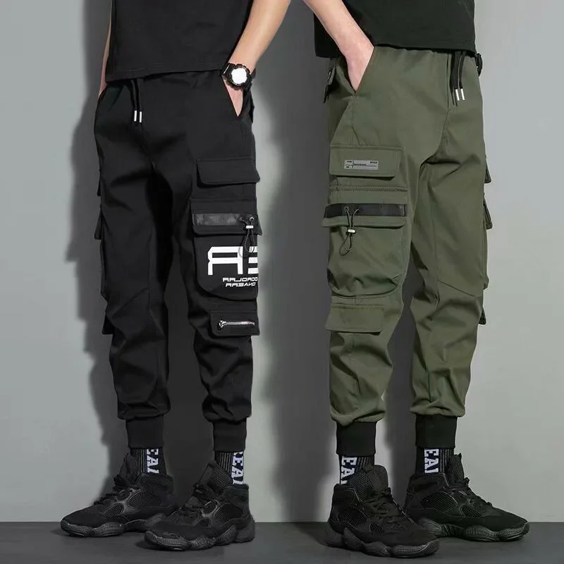 

Men's Aarmy Green Cargo Pants Casual Hip Hop Hit Color Multiple Pockets Trousers Streetwear Sweatpant Pant Brand Male Size M-5XL