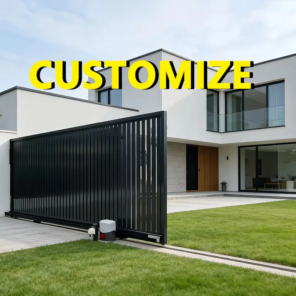 

Any Size Custom Aluminum Motorized Secure Driveway Gate Privacy Heavy Duty Durable Weatherproof Simple Residential Villa Backyar