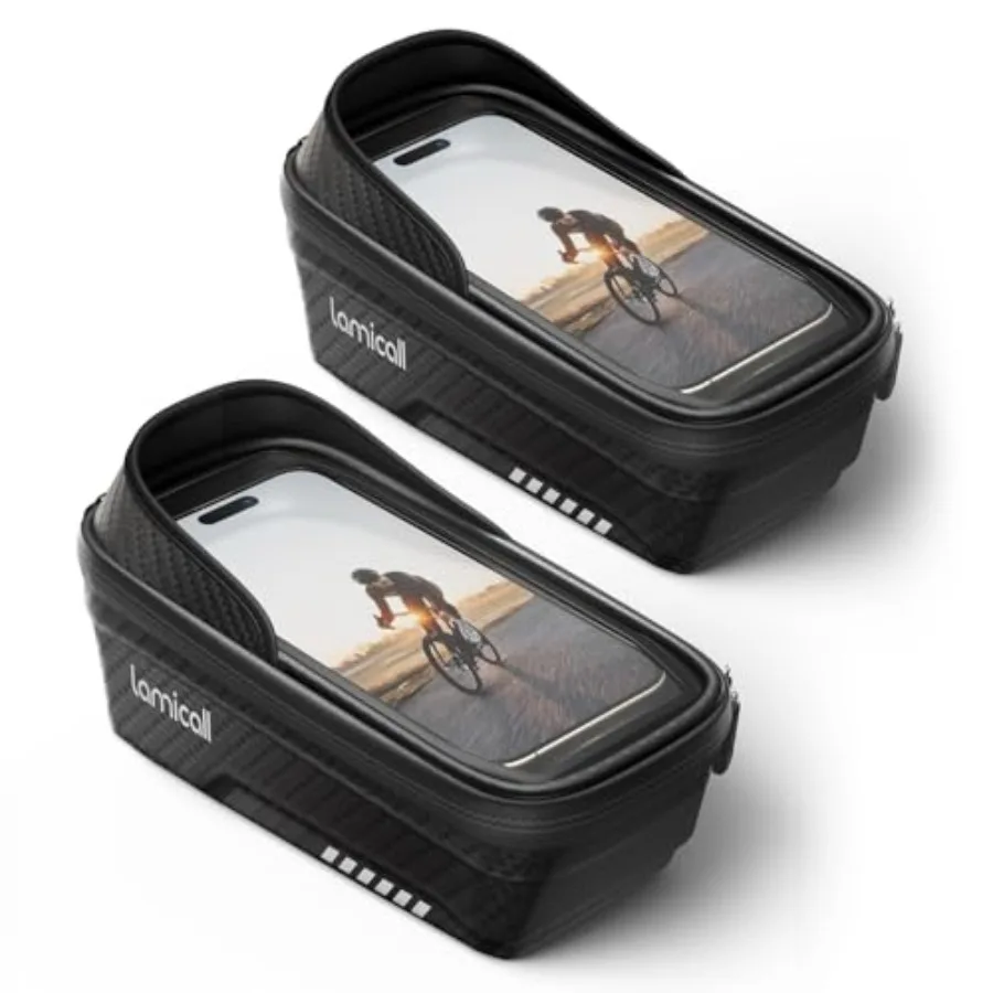 

2 Pack Bike Frame Bag Waterproof - [1s Release] [2 in 1] Bike Phone Bag, Bike Phone Holder Mount, Bicycle Top Tube Bag, Cycling