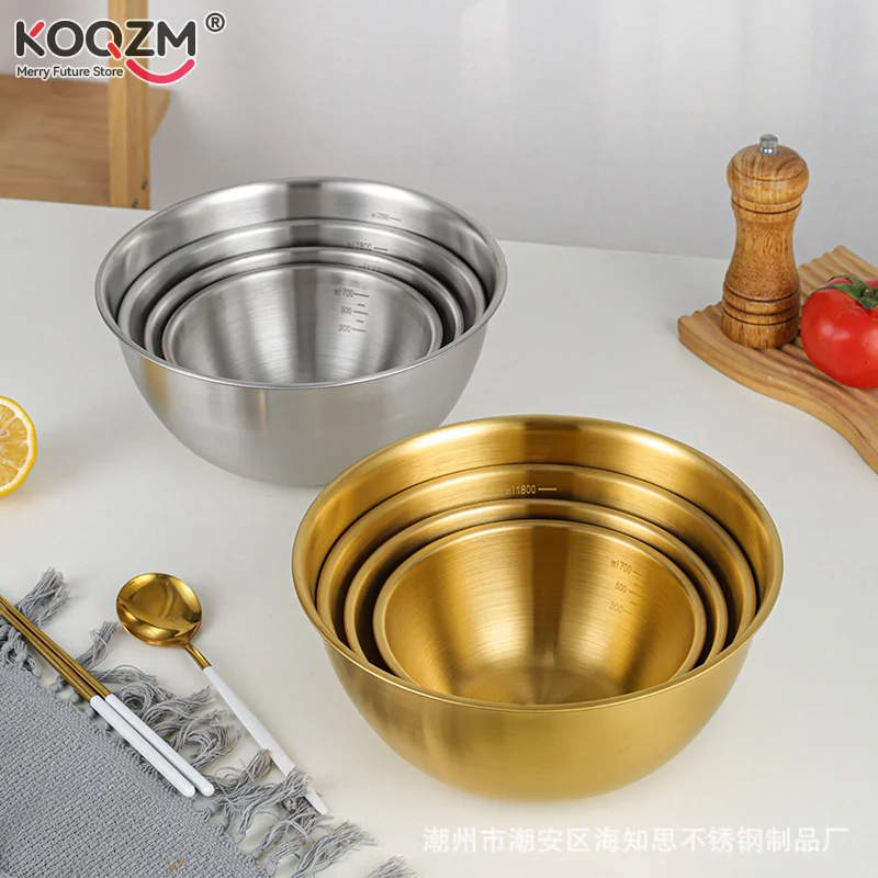 

3pcs Stainless Steel Salad Bowls Set Oven Safe Durable Kitchen Mixing Bowls With Measurement Marks For Baking And Mixing