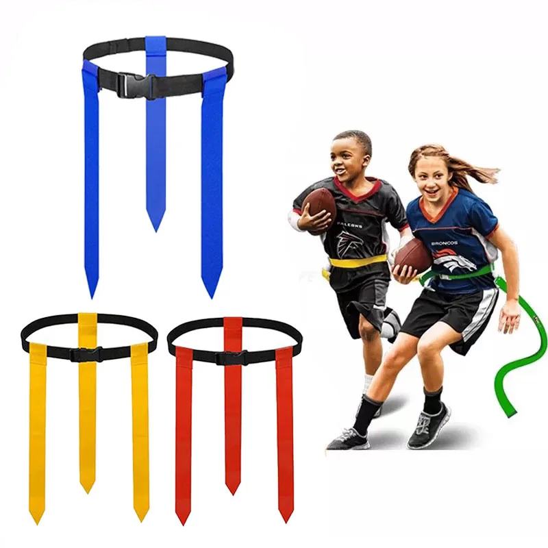 Flag Football Belt Rugby Waist Flag Chasing Ribbon Non Touch Football Game Tag Training Belt Adjustable Team Sports Equipment