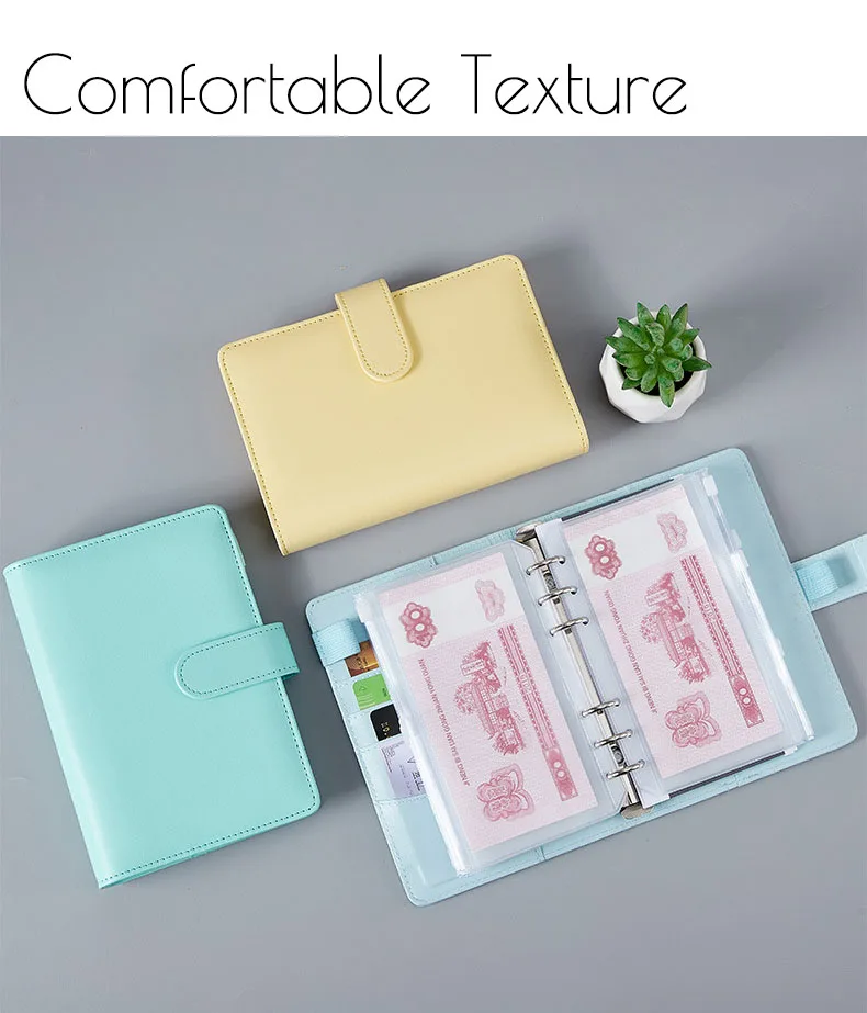 A6 Budget Planner  Macaroon 6 Holes Binder Housing for Financial Management Loose-leaf Notebook Cover School Office Stationery