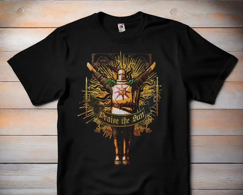 Praise The Sun - Solaire - Dark Souls - Classic Video Game RPG Tshirt, Retro Gamer Tee, Gaming Shirt, Gamer Gift