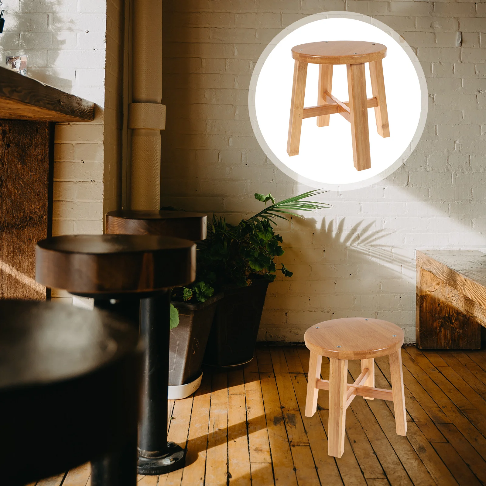 1 قطعة مقعد صغير من الخيزران الصلبة البني عدم الانزلاق مستقرة مسند القدمين الأحذية المنزلية تغيير البراز اللوازم المنزلية #5