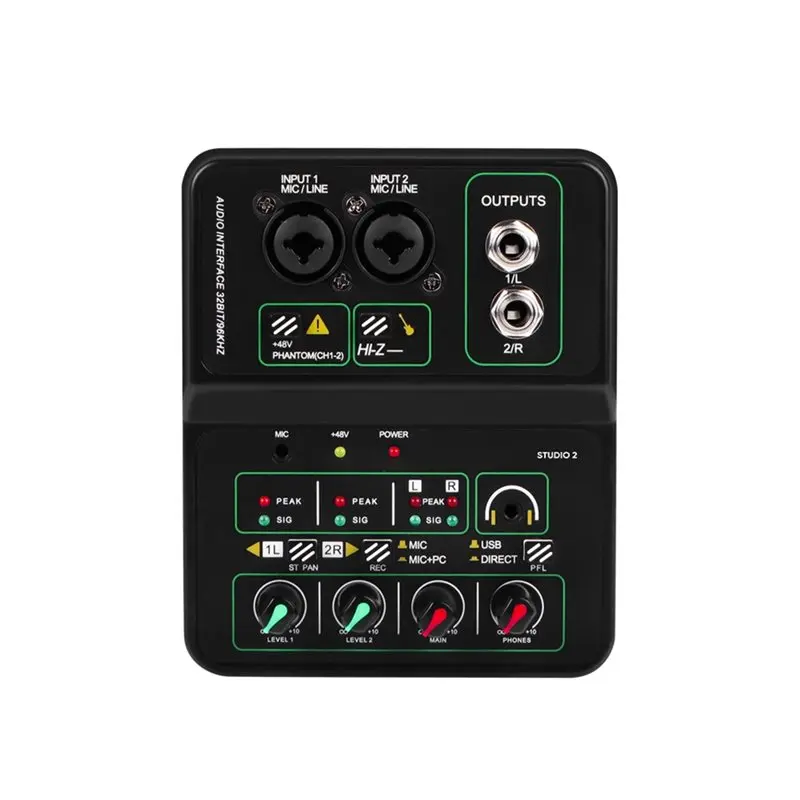 A13E-2 Channel Audio Mixer 32BIT/96Khz Hi-Res Professional Recording Mixer +48V For Live Show Recoding Party DJ Podcast