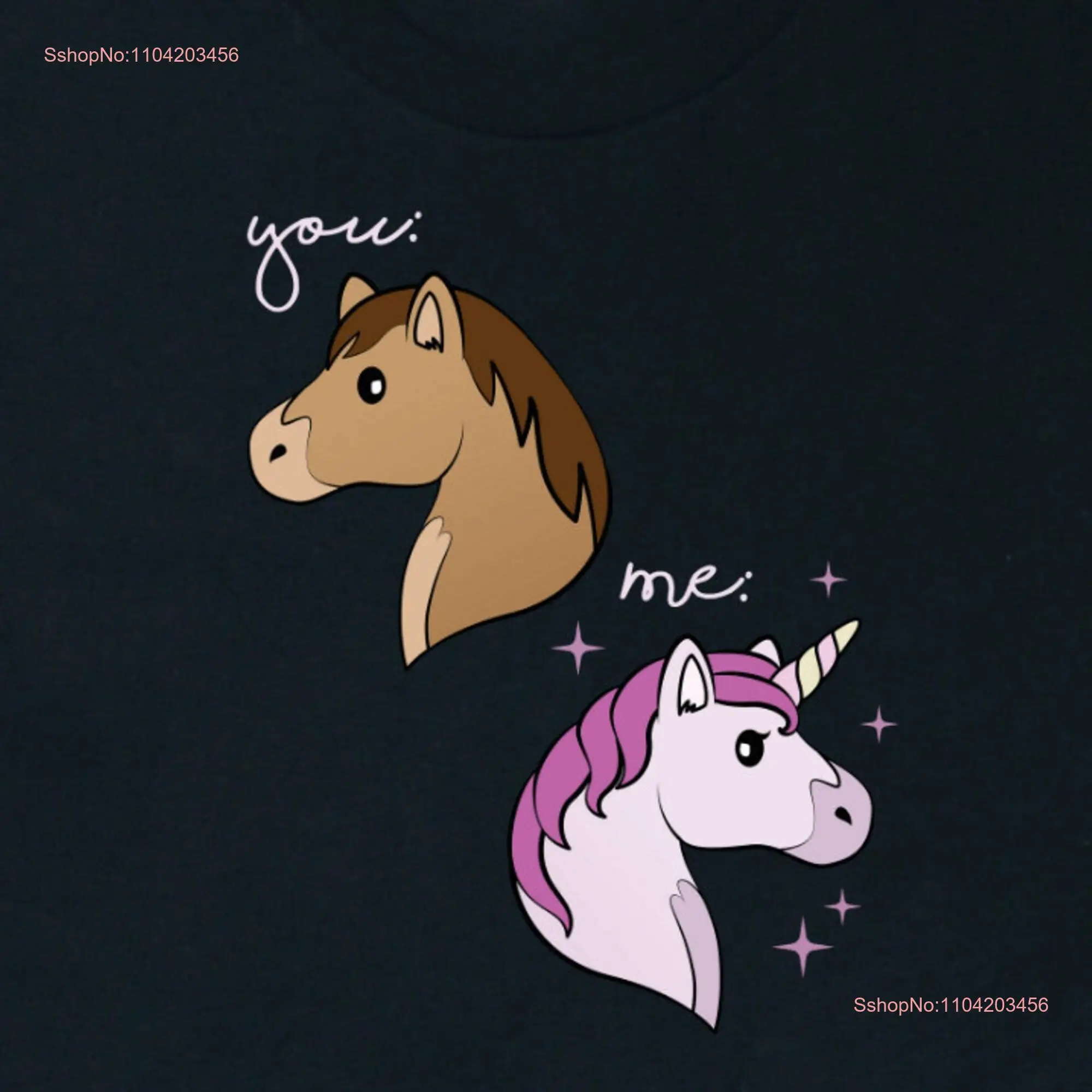 You Me Horse Unicorn T Shirt Cute Lover Funny Comparison vs long or short sleeves