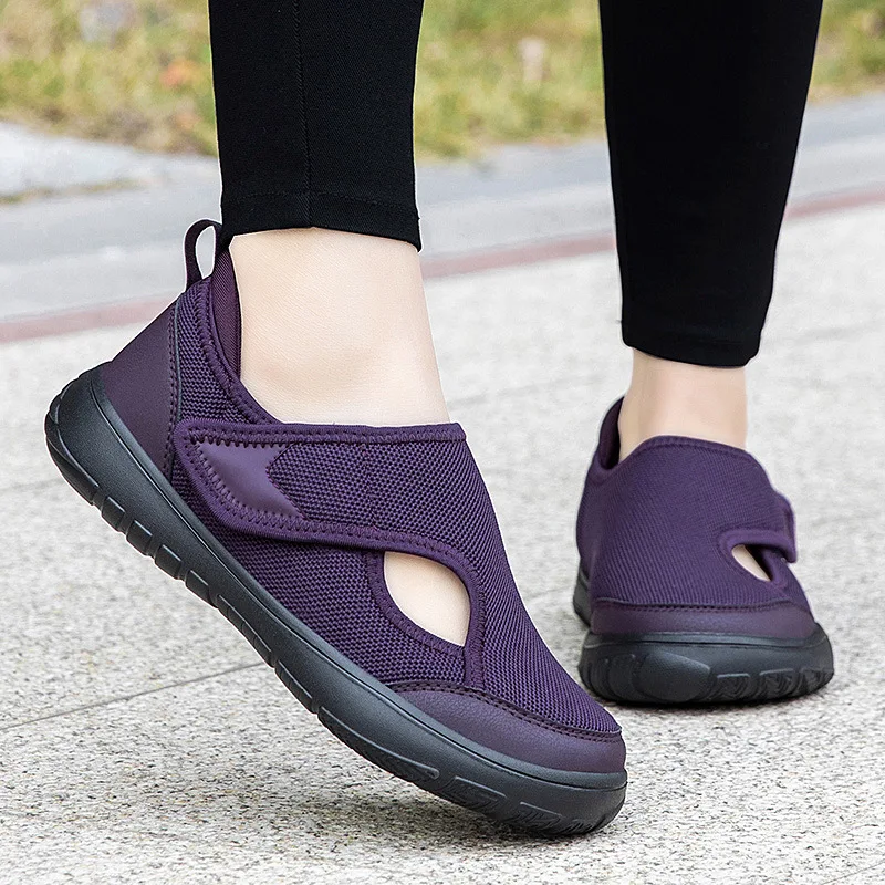 Femmes orthopédiques pieds larges gonflés marche chaussures décontractées pouce éversion réglage doux confortable diabétique homme chaussures grande taille