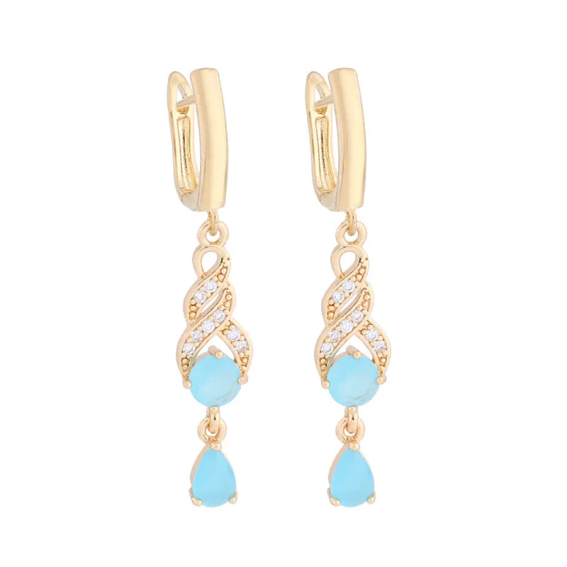 New Shiny Natural Zircon Hollow Drop Earrings for Women Unusual Gold Color Ethnic Wedding Jewelry Trendy Earrings 2024