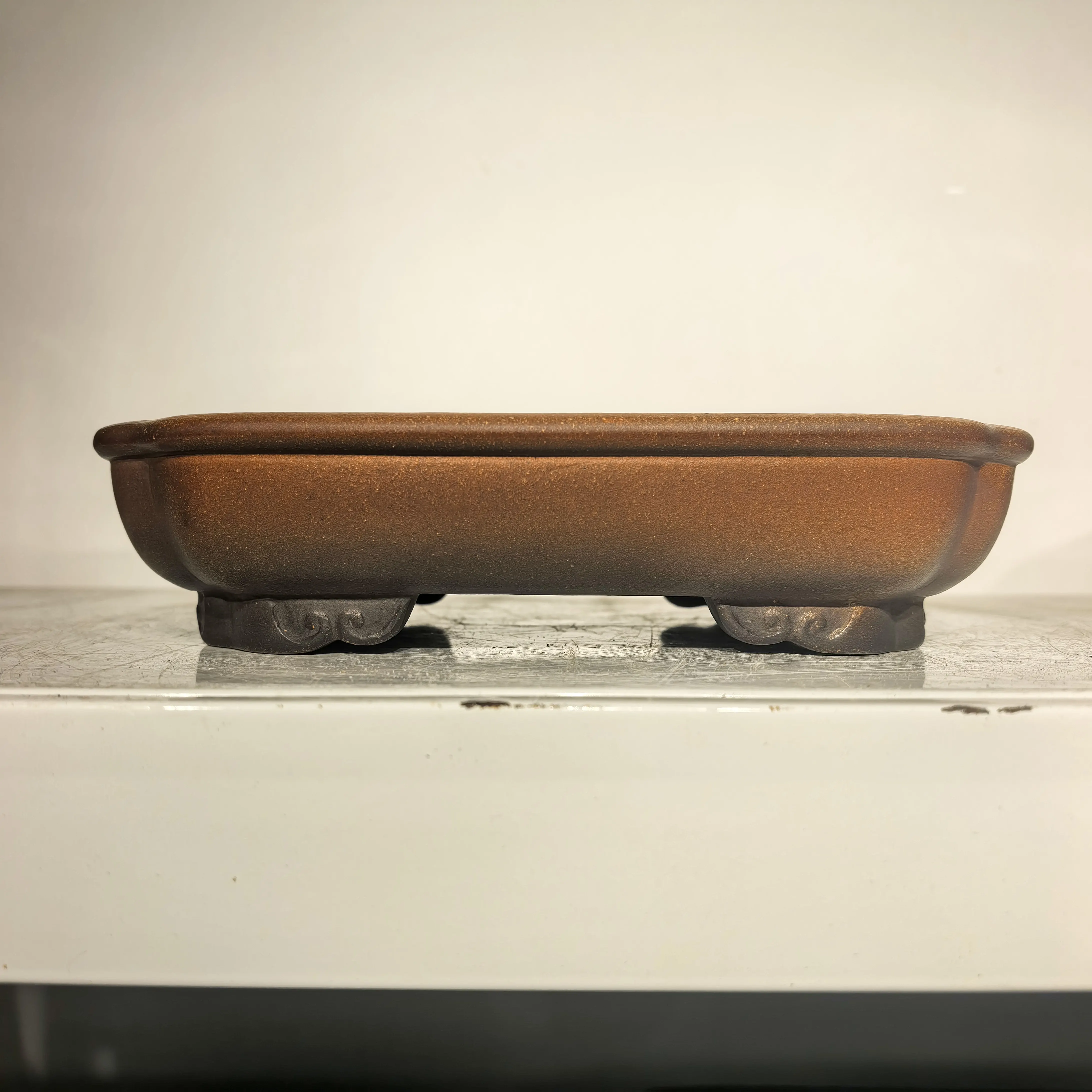 

Hand Made Classic antique style Unglzed Yixing Purple Clay Bonsai Pot with Cloudfeet Desgin