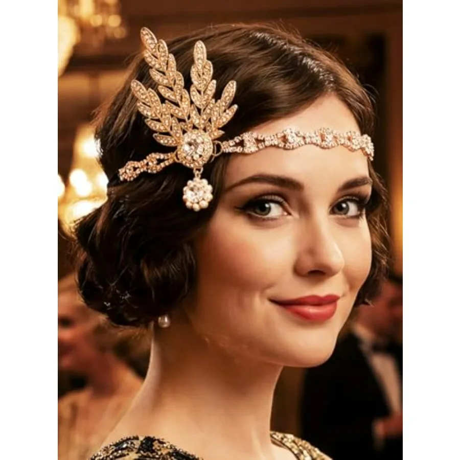 

1920s Flapper Headpiece Rhinestones Flapper Headband Roaring 20s Hair Accessories for Women,One size