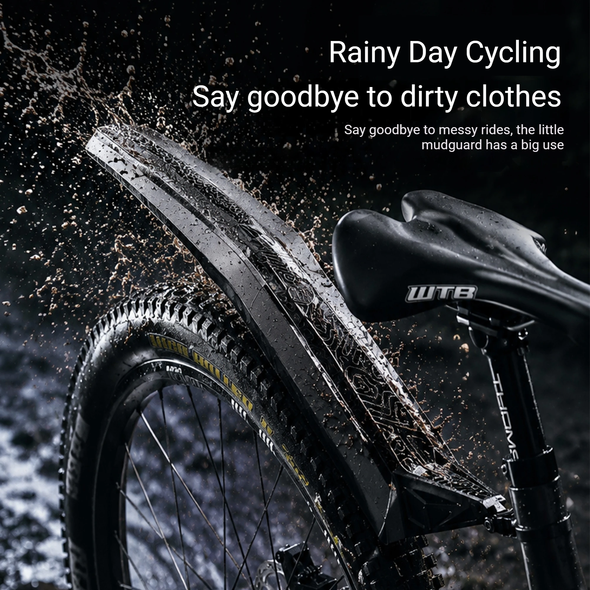 Wide‑Coverage Rear Mudguard Quick Snap Adjustable Extendable Mountain Bike Splash Guard Fat Tire MTB Rear Wheel Fender Accessory