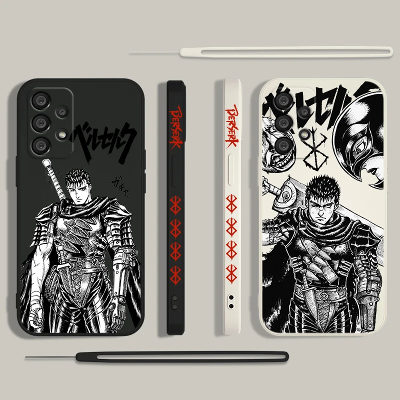 เคสโทรศัพท์ลาย Anime Berserk guts สำหรับซัมซุง, เคส A53 A55 A33 A52 A51 A71 A21S A35 A25 5G สายเชือกซ้ายเหลว