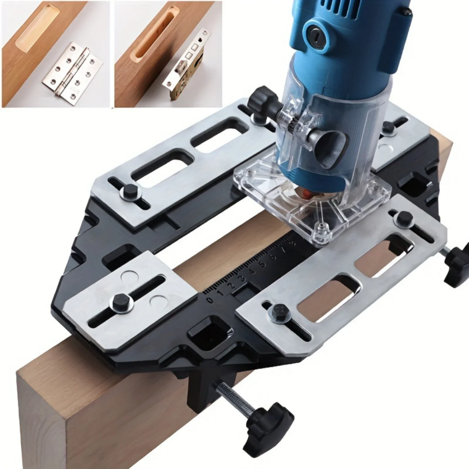 yesHinge Drilling Jig Adjustable Hinge Positioning Jig Hardware Tool Included Drill Bit Controlled Depth