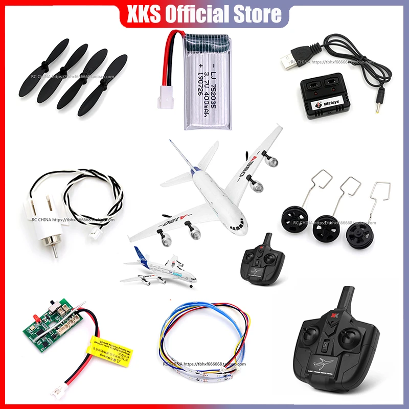 

Wltoys XK A120 A380 RC Airplaner Spare Parts Blade Propeller Landing Gear Motor Receiver Servo Light Charger Remote Control