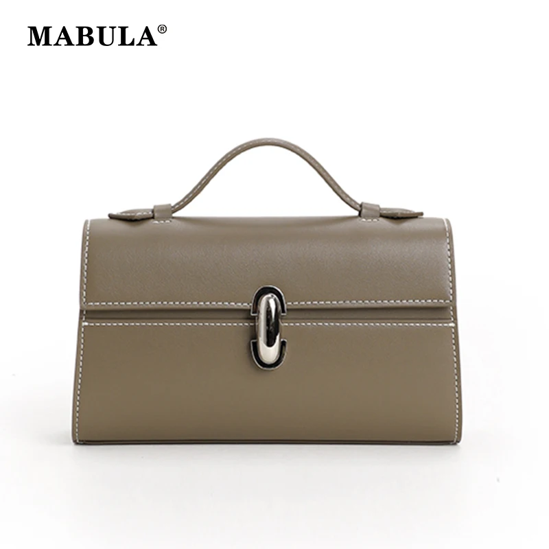 MABULA Genuine Leather Top Handle Satchel Purse for Women 2023 Brand Designer Luxury Clutch Handbags High Quality The Tote Bag