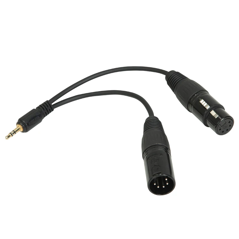 Nanlite CB-DMX-3.5C-1/2  cable adapts 3.5mm plug to standard 5-pin dual XLR connectors