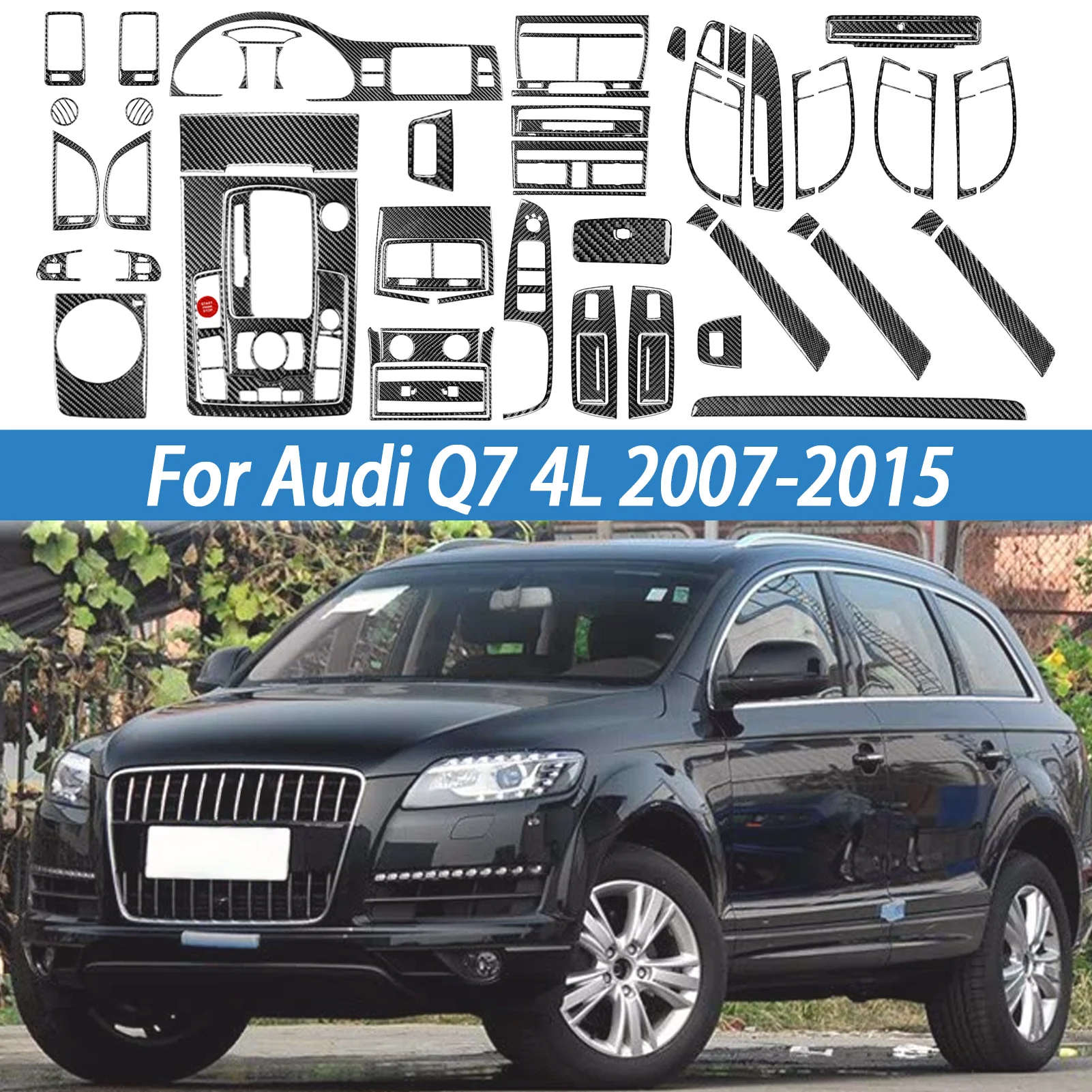 

Carbon Fiber Sticker For Audi Q7 4L 2007-2015 Car Interior Accessories Speedometer Trim Window Lift Cover Gear Shift Panel Decor