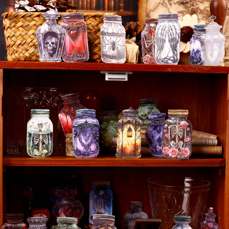 

Mr. Paper 3-Pack Magic Bottle Sticker Set - Fantasy Jar Collection Theme, Journal & Diary Decor, Creative Stationery Stickers