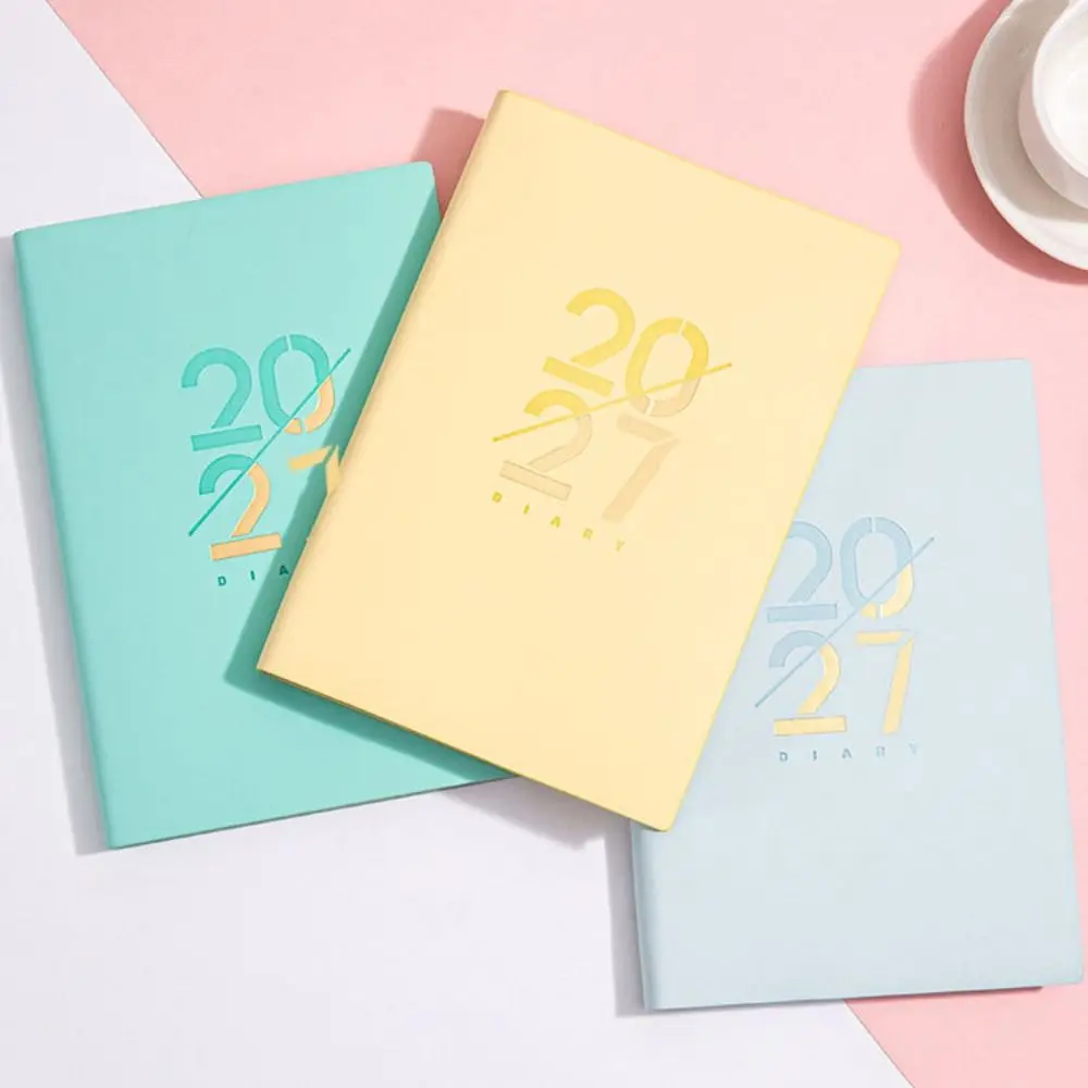 English 2027 Schedule Planner Notepad Wear-resistant 12 Months A5 Agenda Planning Notebook Efficiency Leather Cover